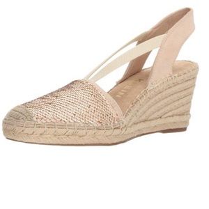 Anne Klein Cream & sequined slingback espadrilles